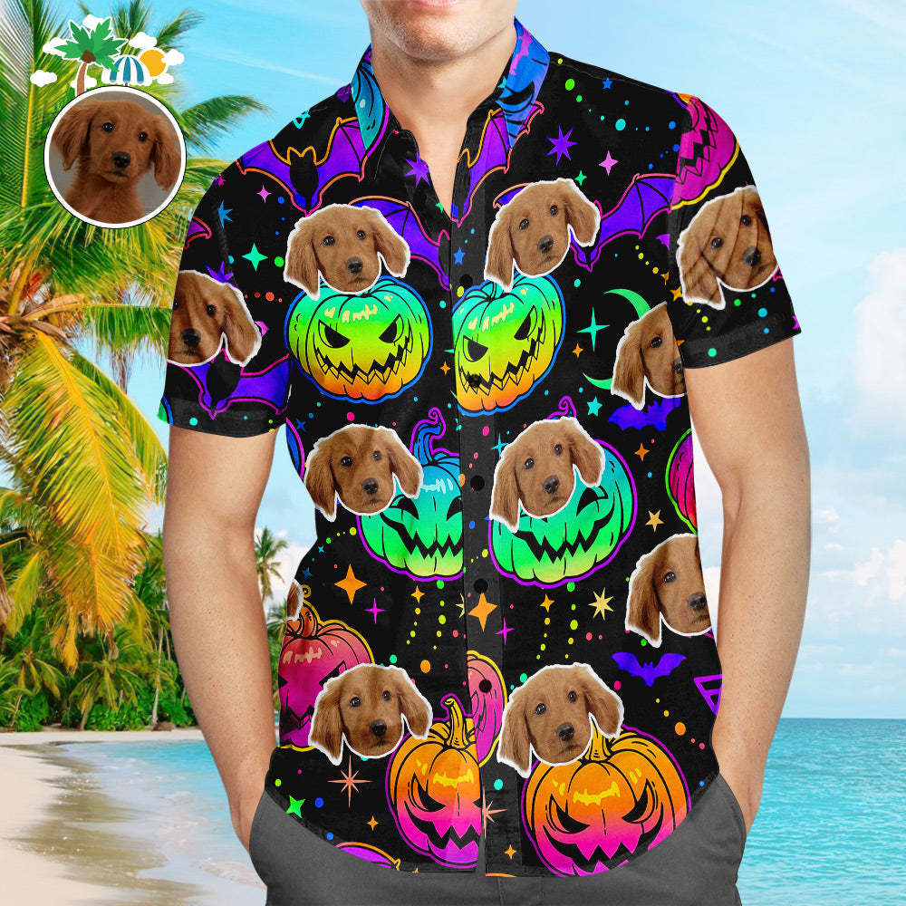 Custom Face Hawaiian Shirt Vintage Halloween Pumpkins Men's Popular Al
