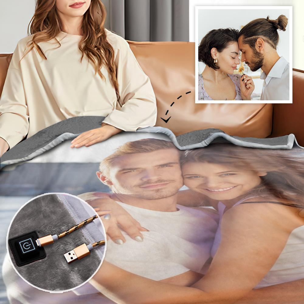 Personalized Photo Heated Blanket Soft Fleece Electric Blanket 10 Heat Settings Heating Blanket with 3 Time Settings - Get Photo Blanket