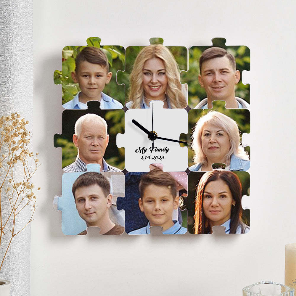 Custom Photo Clock Puzzle Fun Changable Pieces Personalized Name Clock - Get Photo Blanket