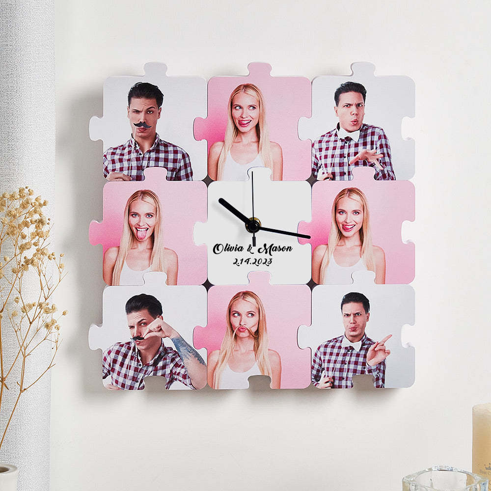 Custom Photo Clock Puzzle Fun Changable Pieces Personalized Name Clock - Get Photo Blanket