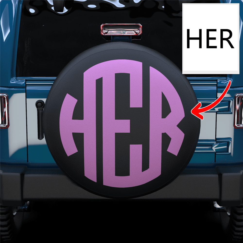 Custom Three Letters Spare Tire Cover For Jeep/RV/Camper/SUV - MyFaceTshirt