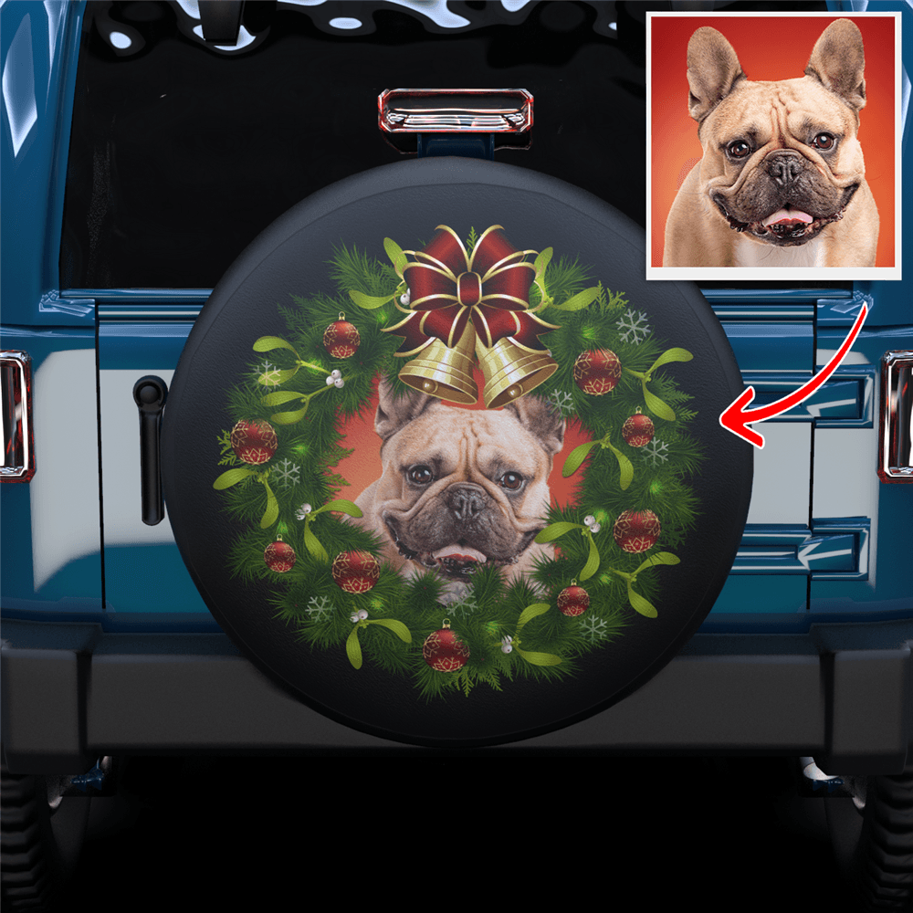 Custom Santa Wreath Spare Tire Cover - MyFaceTshirt