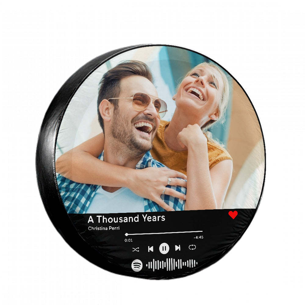 Gifts for Him Spare Tire Cover Leather Custom Photo Spotify Code - MyFaceTshirt