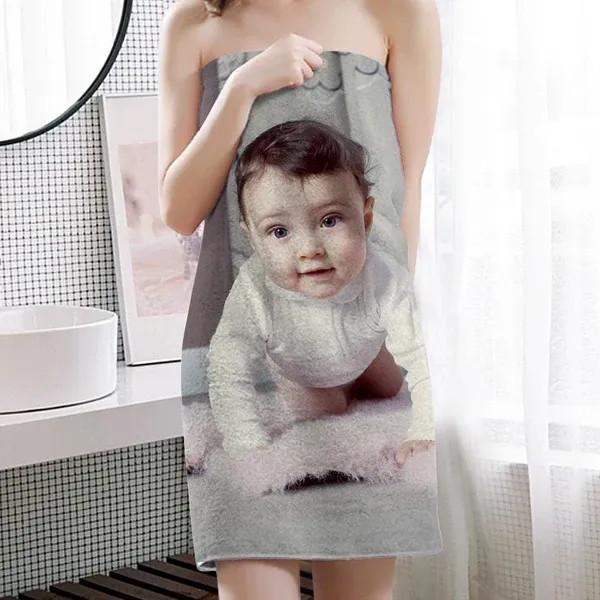 Custom Photo Bath Towels Beach Towels Ultrafine Fiber for Baby Creative Gifts for Newborn
