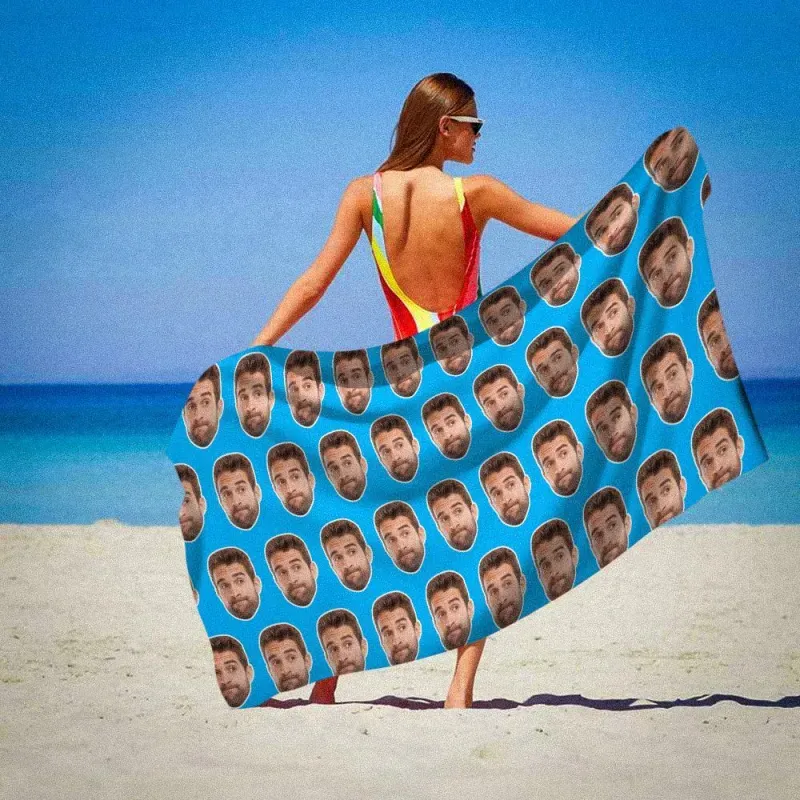 Custom Photo Face Beach Towel Face Towel, Best Friend Gift 80*160cm