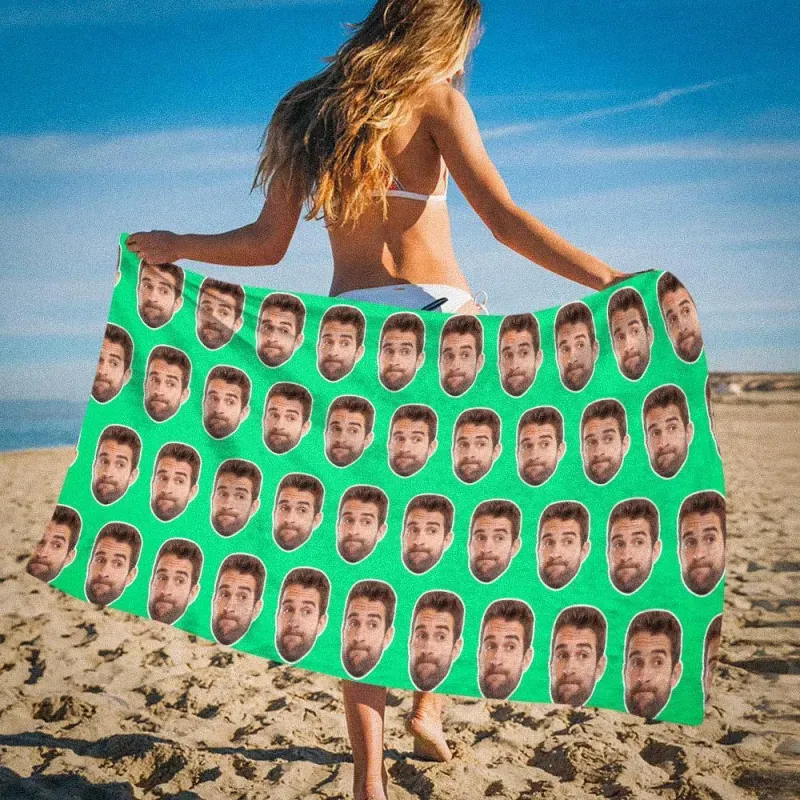 Custom Photo Face Beach Towel Face Towel, Best Friend Gift 80*160cm