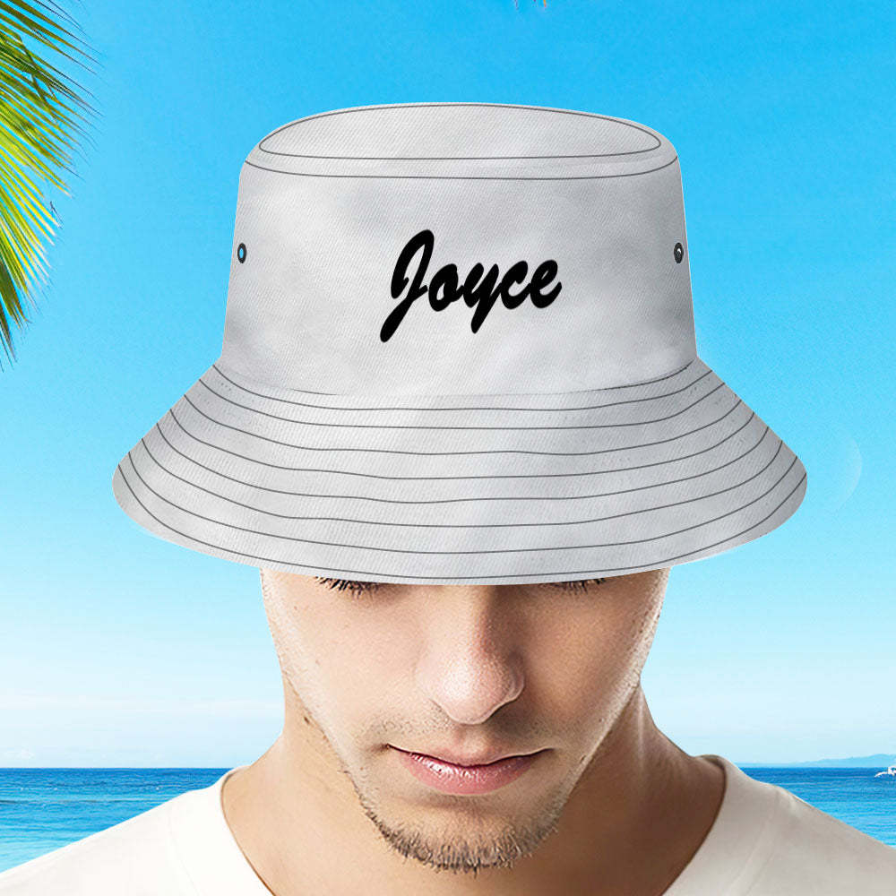 Custom Bucket Hat Unisex Bucket Hat with Text Personalize Wide Brim Outdoor Summer Cap Hiking Beach Sports Hats Gift for Lover White-MyHawaiianShirts