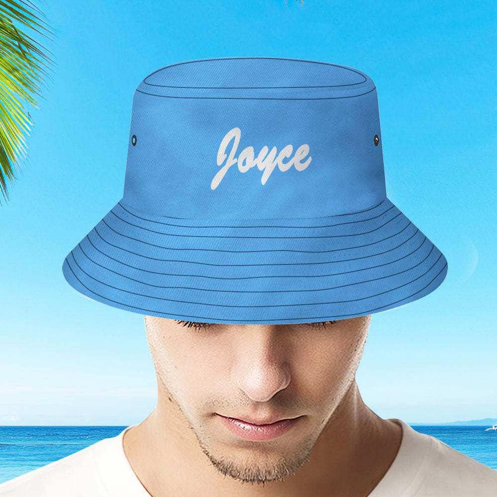 Custom Bucket Hat Unisex Bucket Hat with Text Personalize Wide Brim Outdoor Summer Cap Hiking Beach Sports Hats Gift for Lover Blue-MyHawaiianShirts