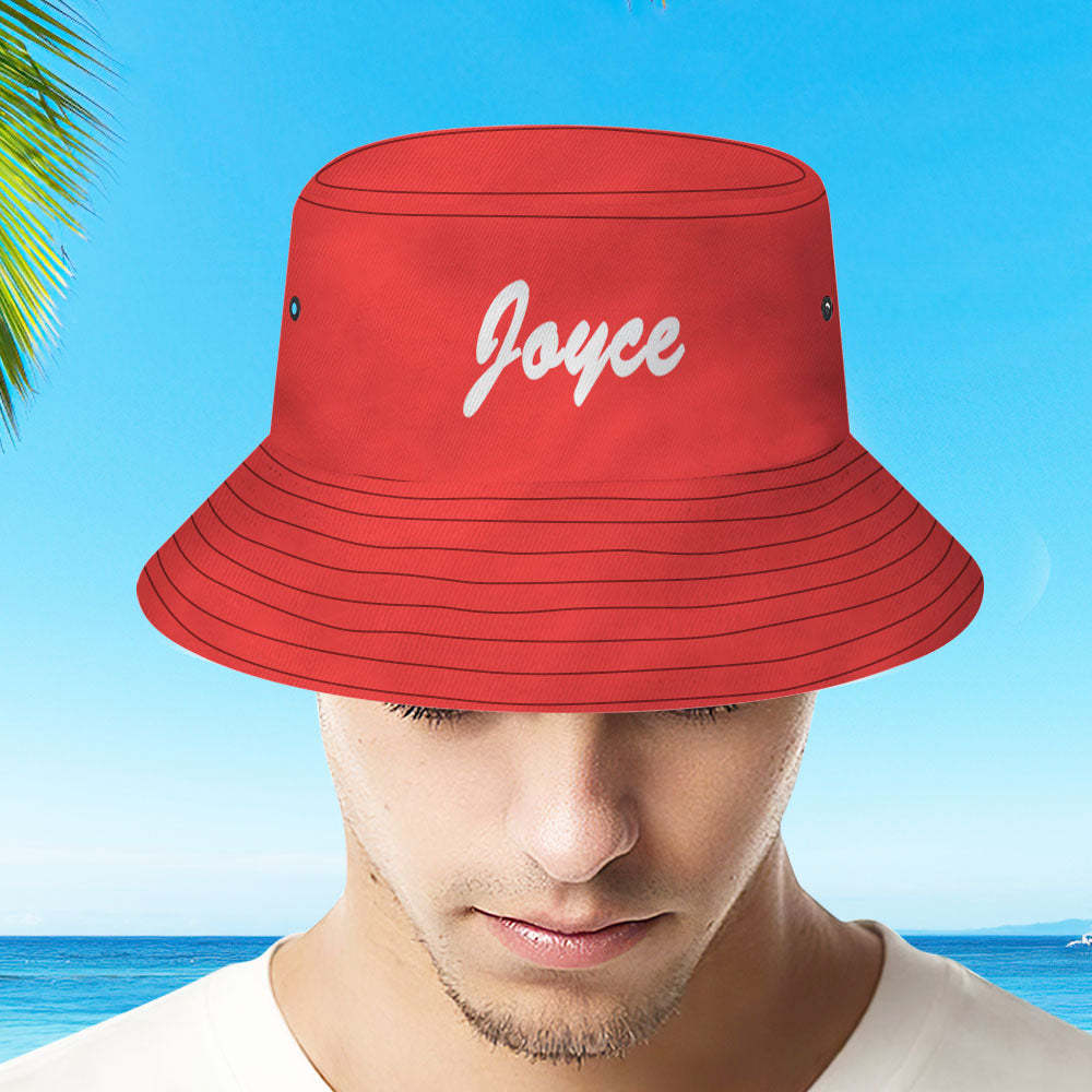 Custom Bucket Hat Unisex Bucket Hat with Text Personalize Wide Brim Outdoor Summer Cap Hiking Beach Sports Hats Gift for Lover Red-MyHawaiianShirts