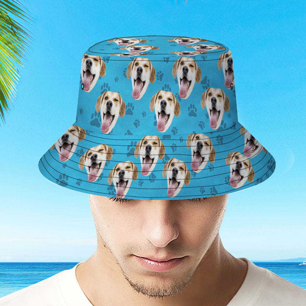 Custom Bucket Hat Unisex Face Bucket Hat Personalize Wide Brim Outdoor Summer Cap Hiking Beach Sports Hats Gift for Lover-Dog Pattern Bucket Hat-MyHawaiianShirts