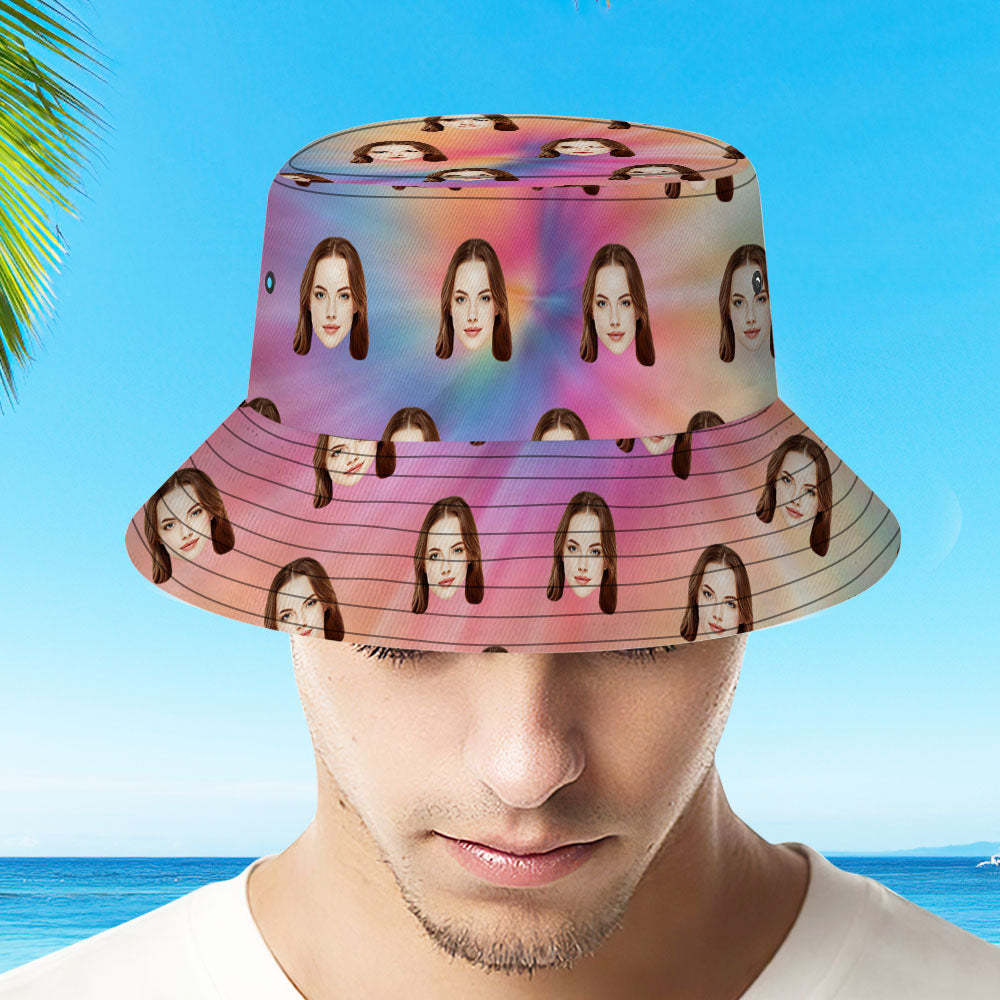 Custom Your Photo Face And Pet Summer Bucket Hat Fisherman Hat - Tie-dye-MyHawaiianShirts