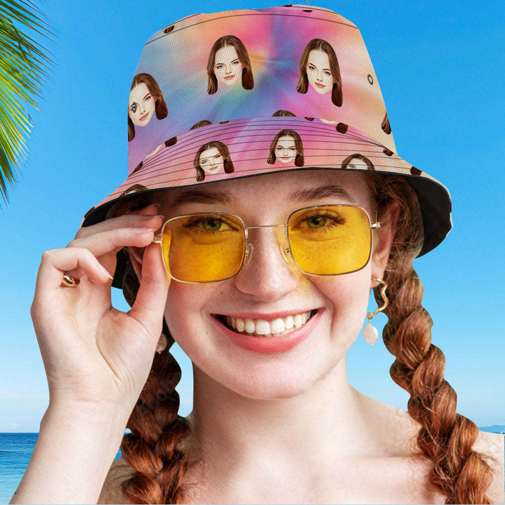Custom Your Photo Face And Pet Summer Bucket Hat Fisherman Hat - Tie-dye-MyHawaiianShirts