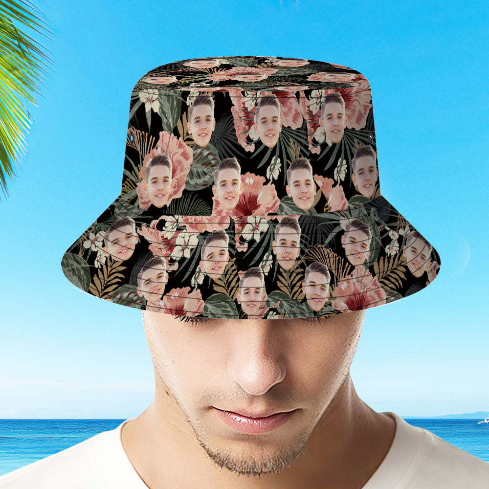 Personalized Photo Tropical Flower Print Hawaiian Fisherman Hat Bucket Hat-MyHawaiianShirts