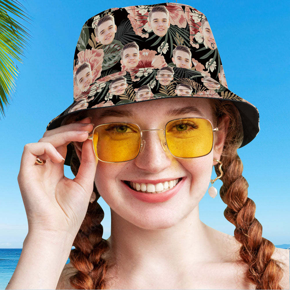 Personalized Photo Tropical Flower Print Hawaiian Fisherman Hat Bucket Hat-MyHawaiianShirts