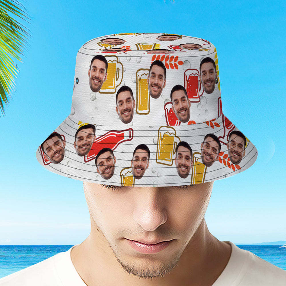 Custom Bucket Hat Personalize Face Beer Bucket Hat Summer Wide Brim Fisherman Hat Gifts-MyHawaiianShirts