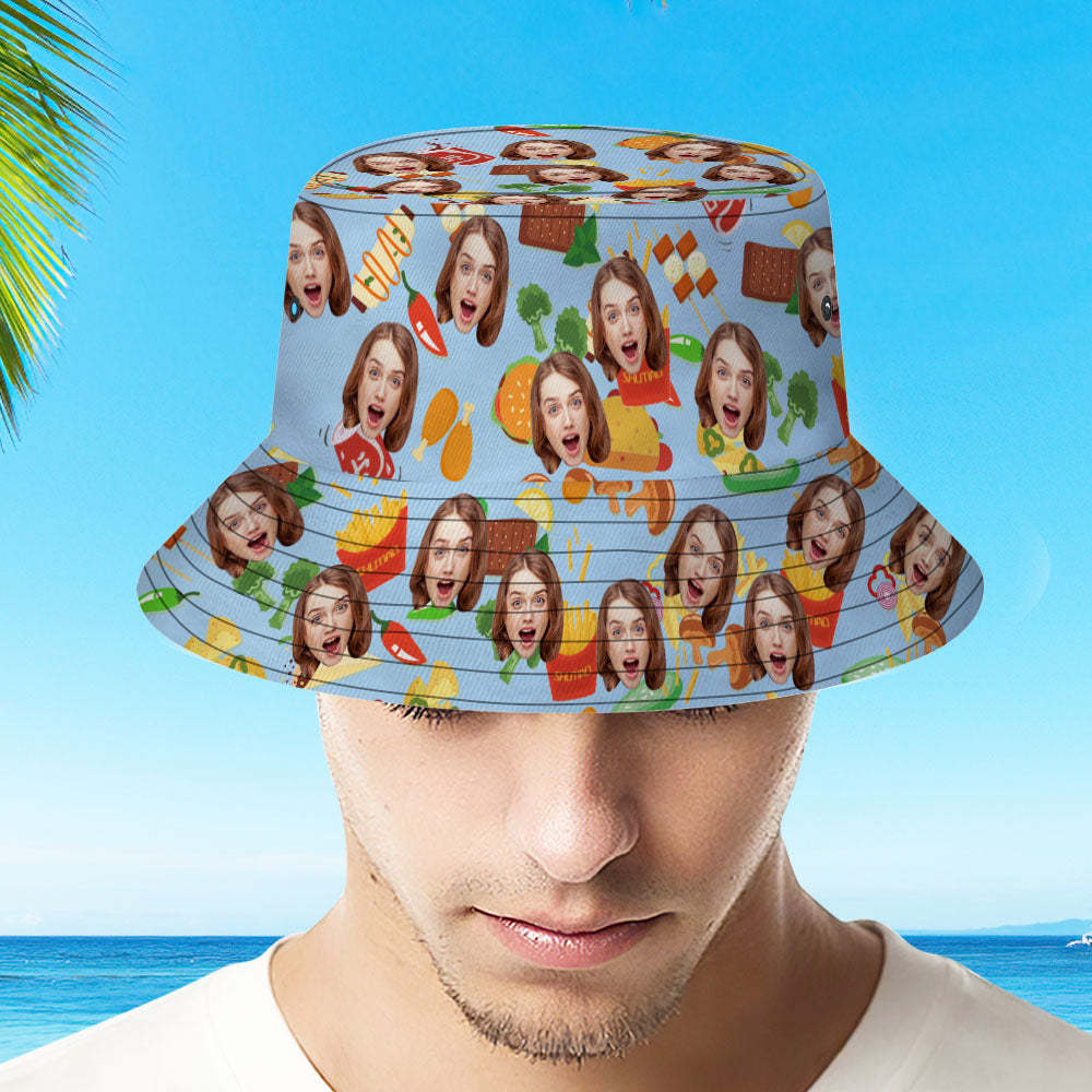 Custom Bucket Hat Personalize Face Food Bucket Hat Summer Wide Brim Fisherman Hat Gifts-MyHawaiianShirts