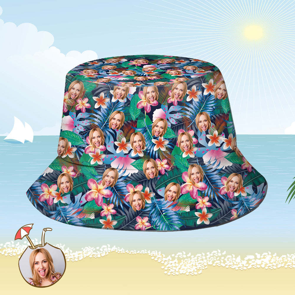 Custom Bucket Hat Personalized Face All Over Print Tropical Flower Print Hawaiian Fisherman Hat - Fashion Flowers-MyHawaiianShirts