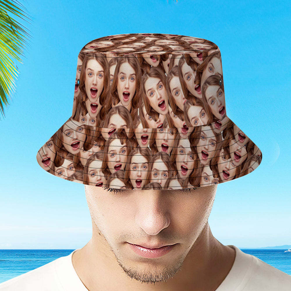 Custom Bucket Hat Unisex Face Mash Bucket Hat Personalize Wide Brim Outdoor Summer Cap Hiking Beach Sports Hats Gift for Lover-MyHawaiianShirts