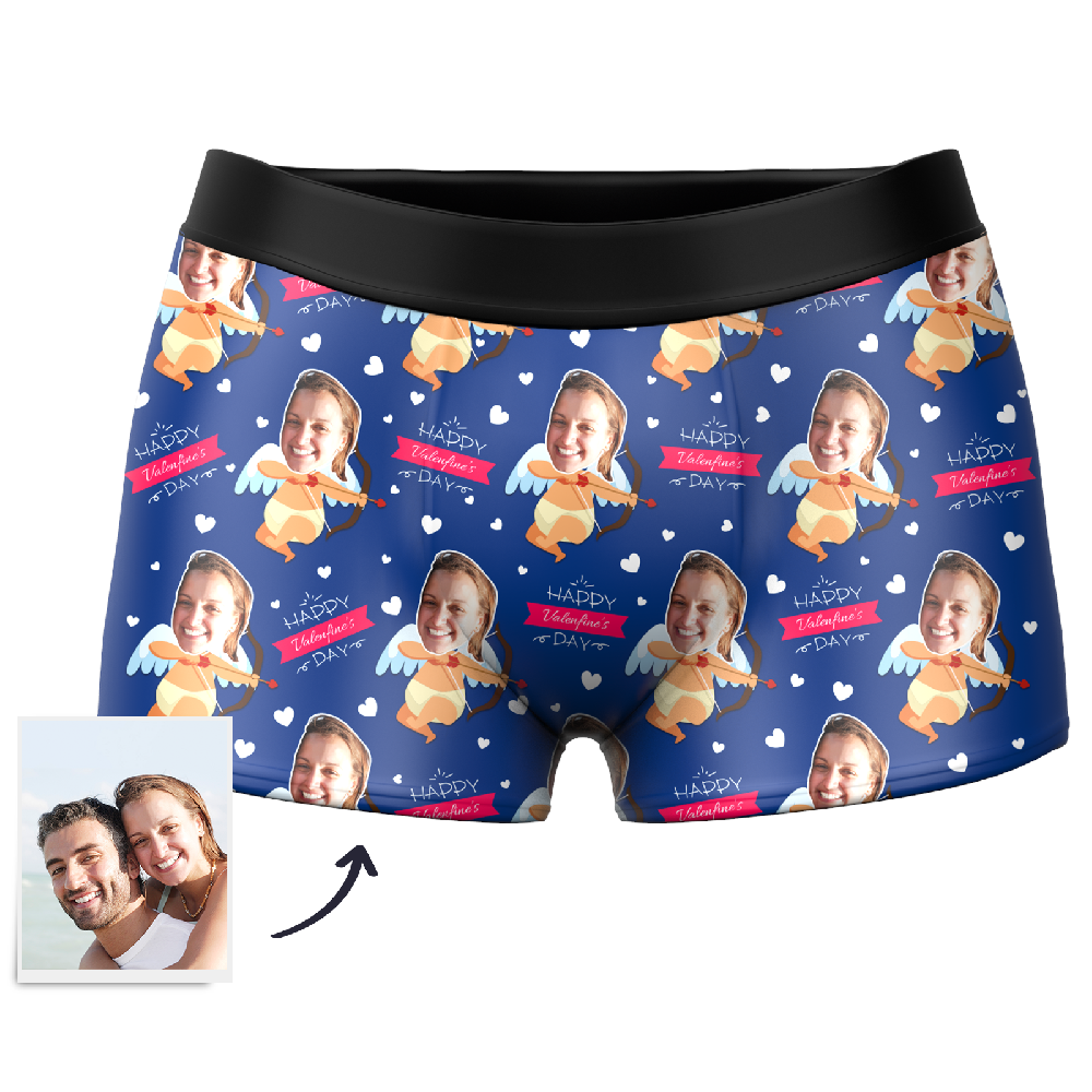 Men's Cupid Custom Face Couple Boxer,Valentine's day, underpants,couple underwear - Getphotoblanket