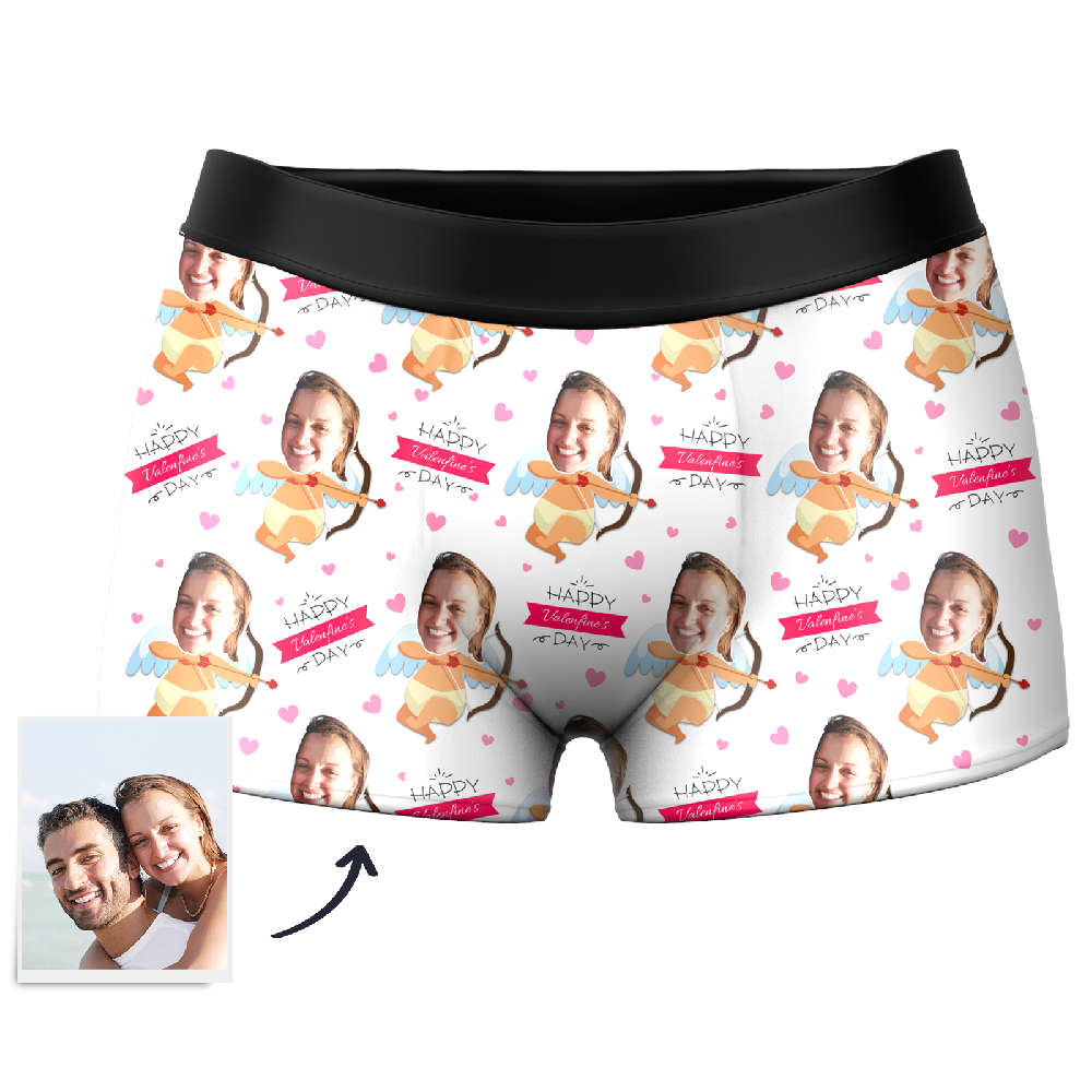 Men's Cupid Custom Face Couple Boxer,Valentine's day, underpants,couple underwear - Getphotoblanket