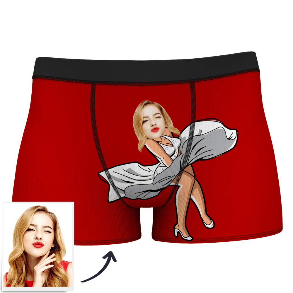 Men's Custom Face On Body Boxer Shorts Funny Face Boxer - Let Me See/ Sexy Girl/ Hot Dance/ It belongs to me/ Only I Can Ride It/ Comic Girl's Glasses/ Pick Up Skirt