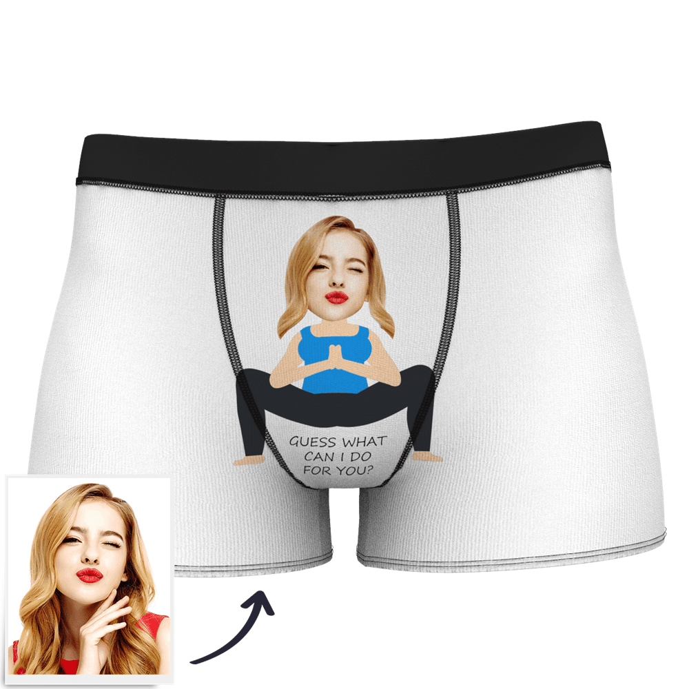 Men's Custom Face On Body Boxer Shorts Funny Face Boxer - Let Me See/ Sexy Girl/ Hot Dance/ It belongs to me/ Only I Can Ride It/ Comic Girl's Glasses/ Pick Up Skirt