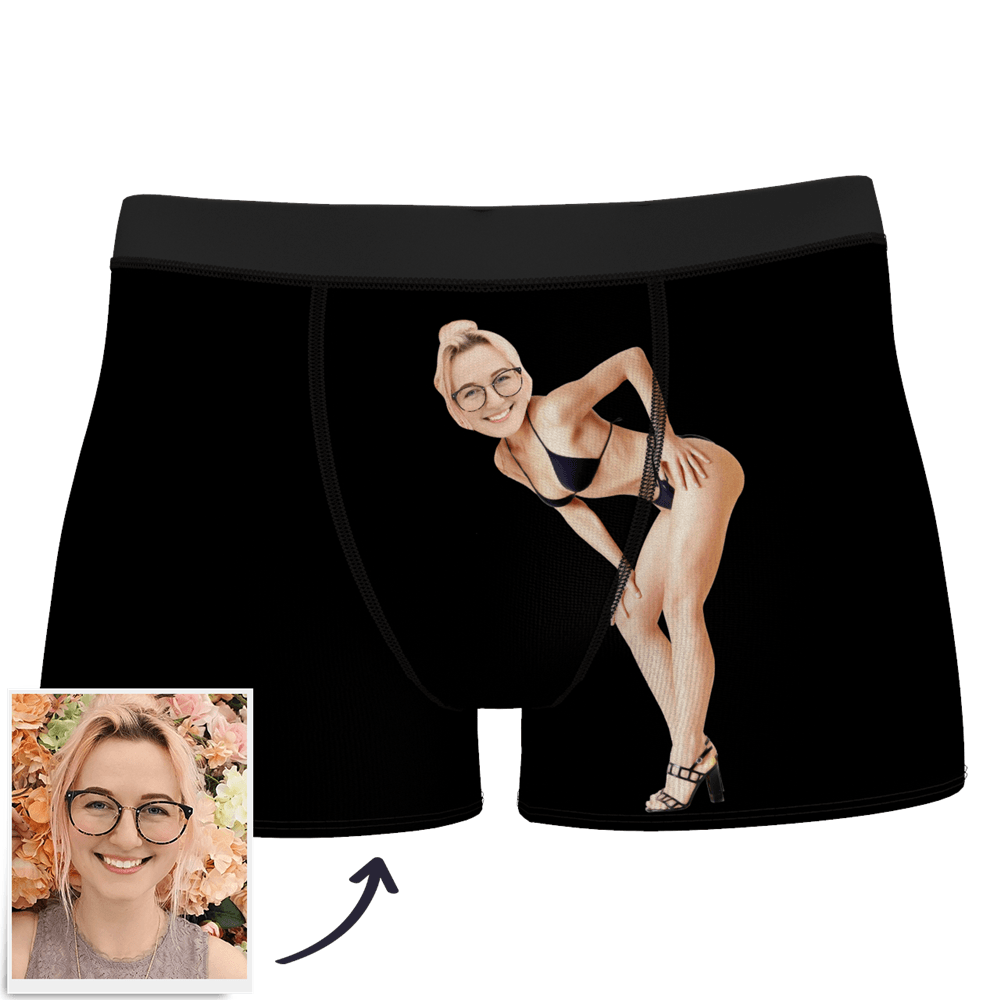 Men's Custom Face On Body Boxer Shorts Funny Face Boxer - Let Me See/ Sexy Girl/ Hot Dance/ It belongs to me/ Only I Can Ride It/ Comic Girl's Glasses/ Pick Up Skirt