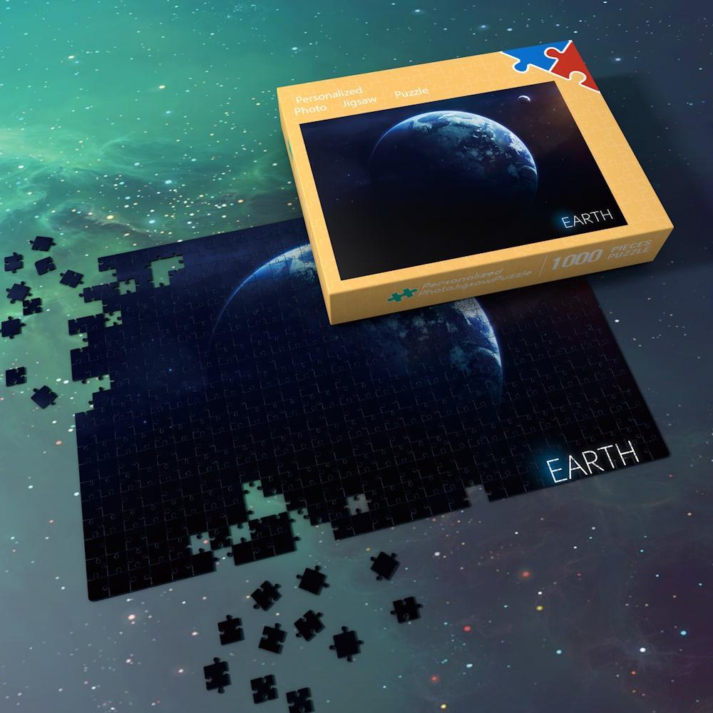 Space Jigsaw Puzzle Universe - Earth With Shadow