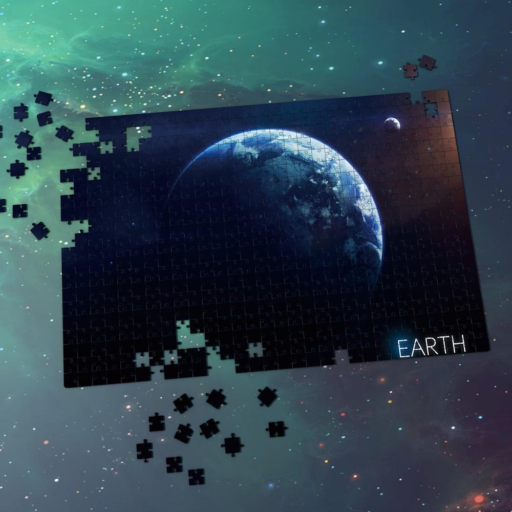 Space Jigsaw Puzzle Universe - Earth With Shadow