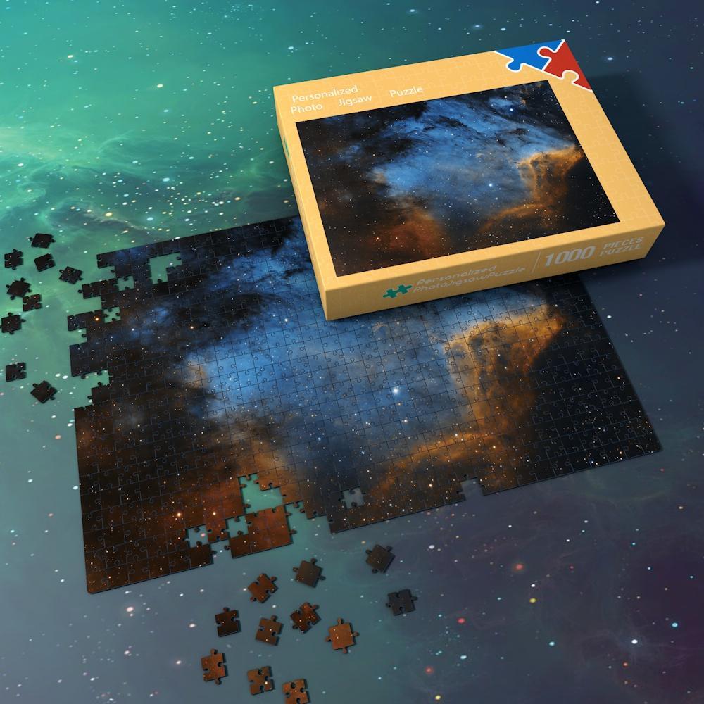 Space Themed Jigsaw Puzzle - Blue And Earthy Yellow Nebula