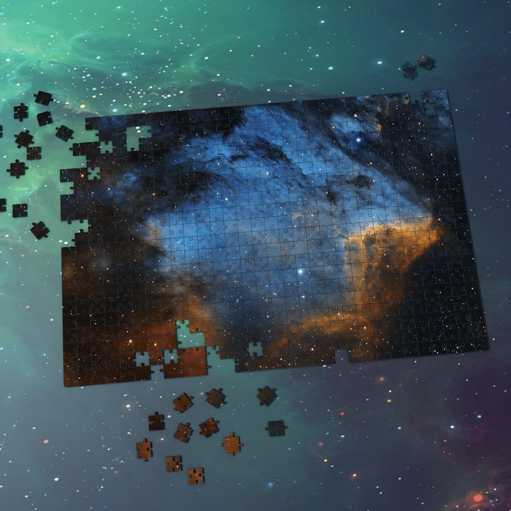 Space Themed Jigsaw Puzzle - Blue And Earthy Yellow Nebula