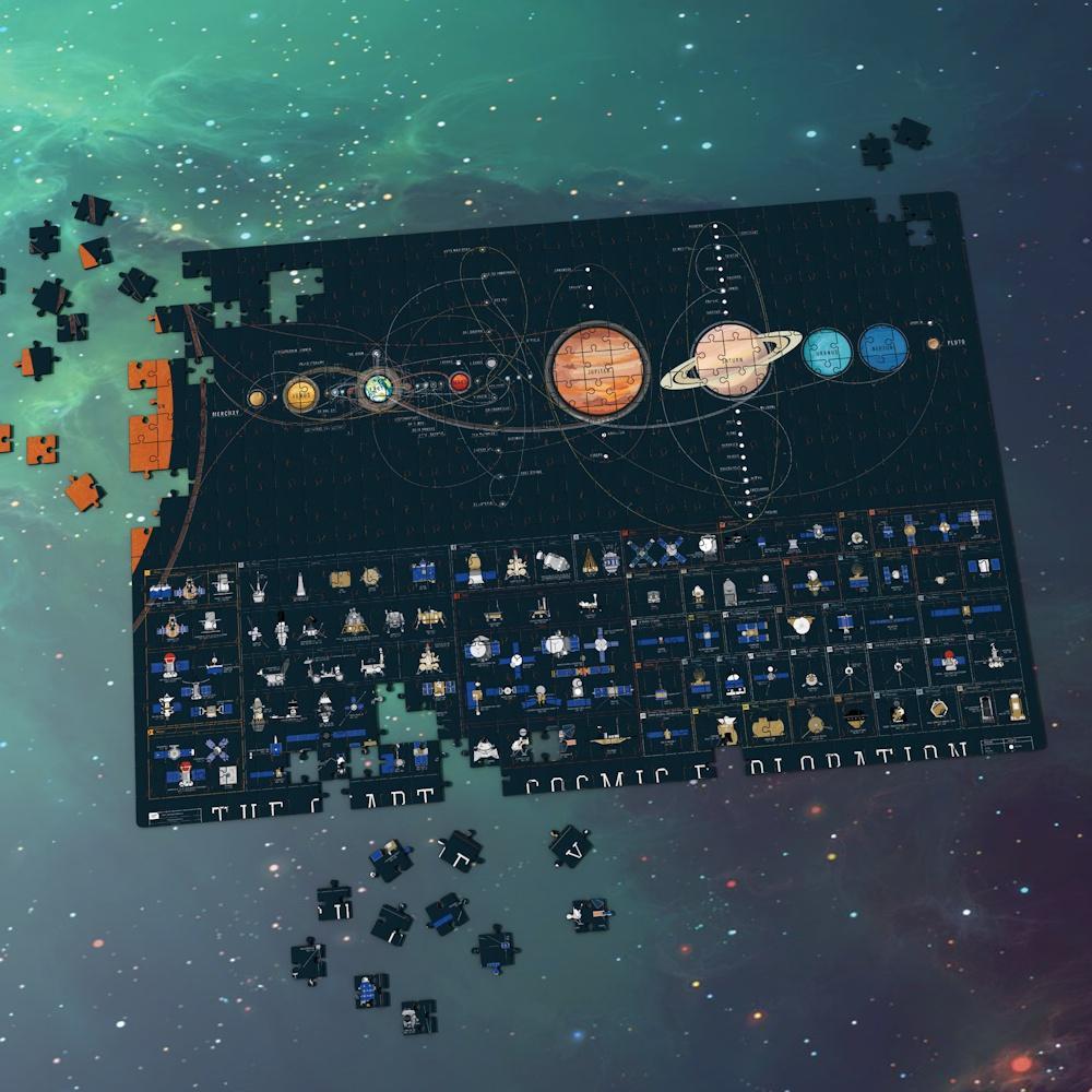 Space Jigsaw Puzzle - Eight Planets And Mechanical Parts of Space Probe