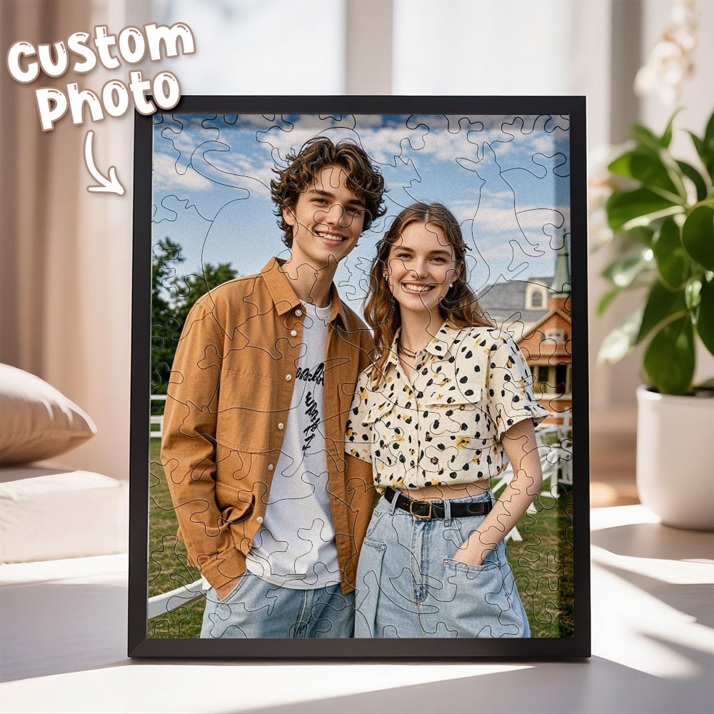 Custom Cat Photo Puzzle Frame Personalized Wooden Cat Shaped Jigsaw Best Gift Ever for Cat Lovers