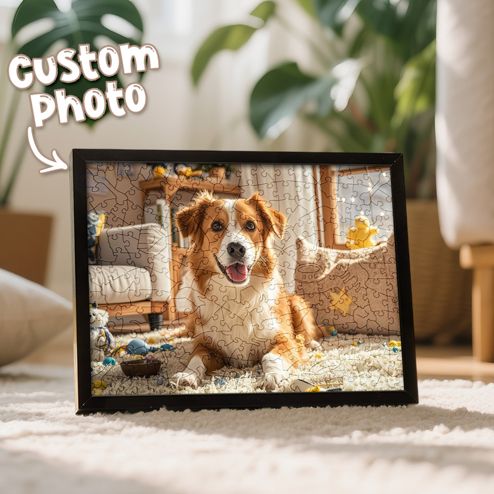 Custom Cat Photo Puzzle Frame Personalized Wooden Cat Shaped Jigsaw Be