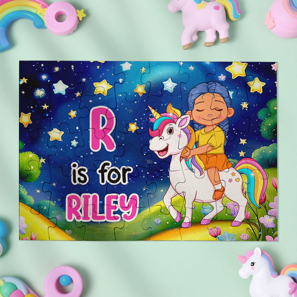 Personalized Jigsaw Puzzle Gift for Grandkid & Kids Custom Name with Multiple Unicorn & Dinosaur Style Back to School Gift for Kids & Grandson - Get Photo Blanket