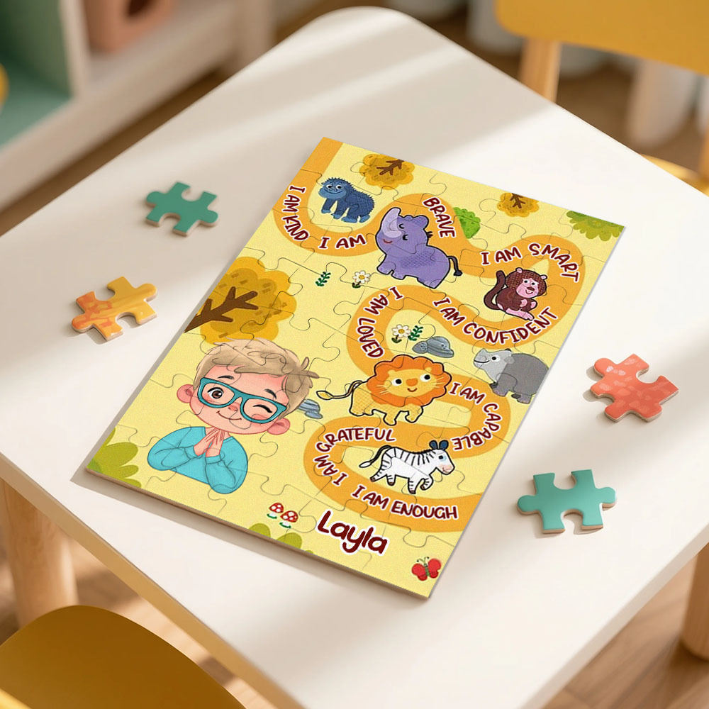 Personalized Christmas Jigsaw Puzzle for Kids - Custom Puzzle Gift with Name - Get Photo Blanket