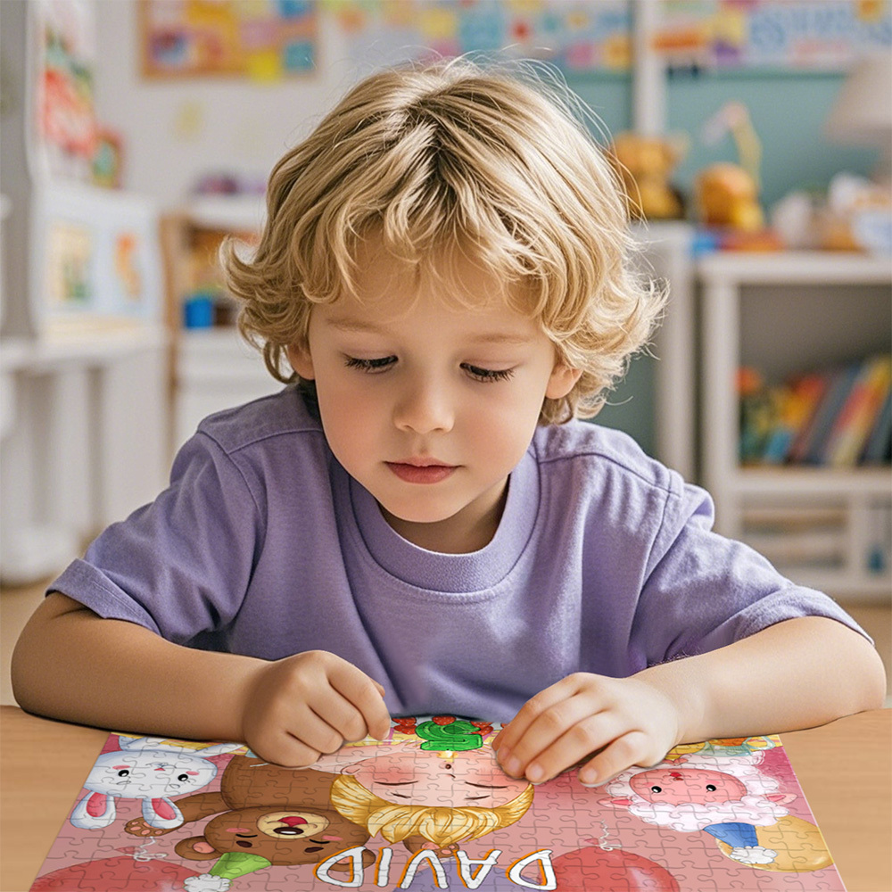 Custom Birthday Jigsaw Puzzle for Kids | Personalized Name & Age Gift with Cute Cartoon Design - Get Photo Blanket