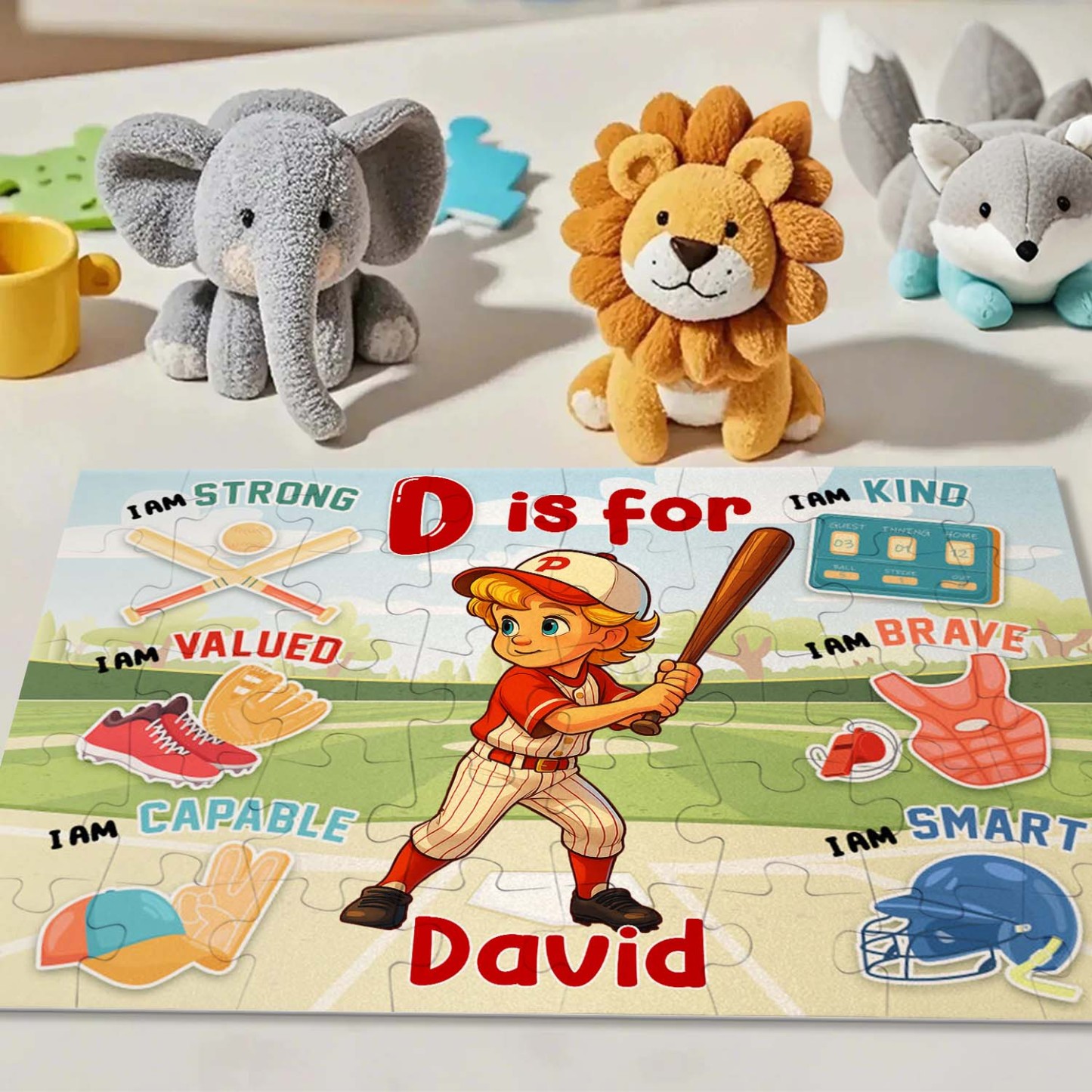 Personalized Cartoon Kids Puzzle Custom Photo & Name Fun Gift for Sports Kids - Get Photo Blanket
