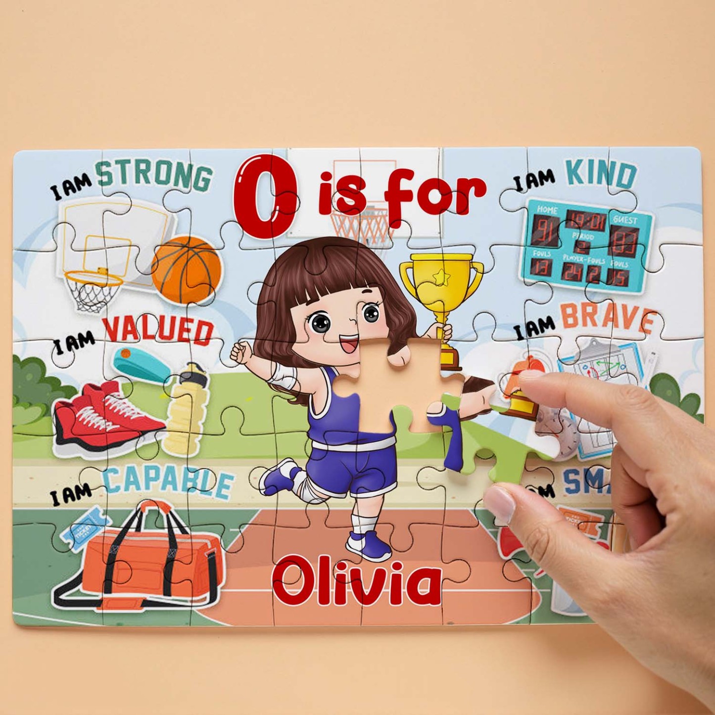 Personalized Cartoon Kids Puzzle Custom Photo & Name Fun Gift for Sports Kids - Get Photo Blanket