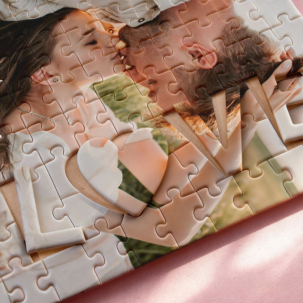 Personalized Photo Jigsaw Puzzle with LOVE-Shaped Piece | Romantic Custom Puzzle Gift - Get Photo Blanket