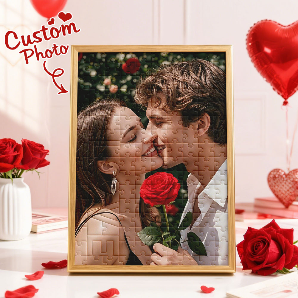 Personalized Photo Jigsaw Puzzle with LOVE-Shaped Piece | Romantic Custom Puzzle Gift - Get Photo Blanket