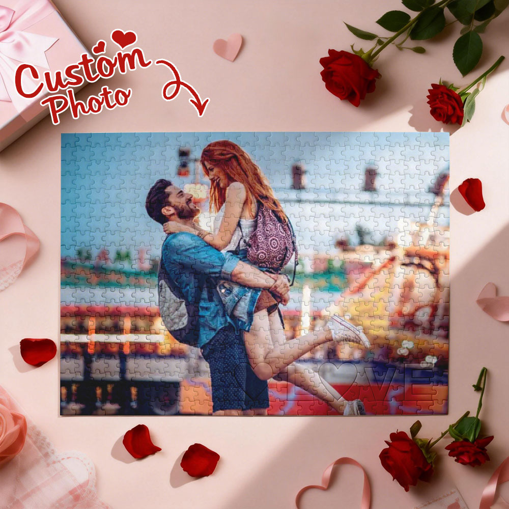 Personalized Photo Jigsaw Puzzle with LOVE-Shaped Piece | Romantic Custom Puzzle Gift - Get Photo Blanket