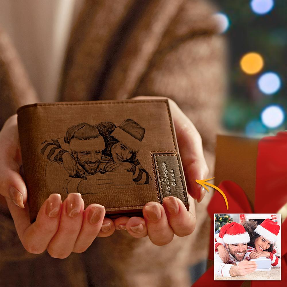 Father's Day Gifts Men's Picture Wallet Custom Photo Engraved Wallet | Unique Gifts for Men