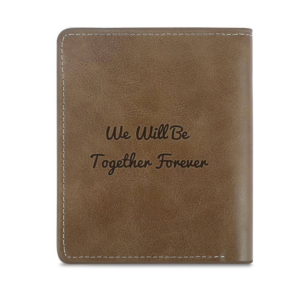 Men's Personalized Engraved Photo Wallet Brown Leather