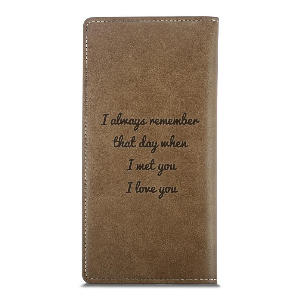 Women's Custom Engraved Photo Wallet Brown Leather