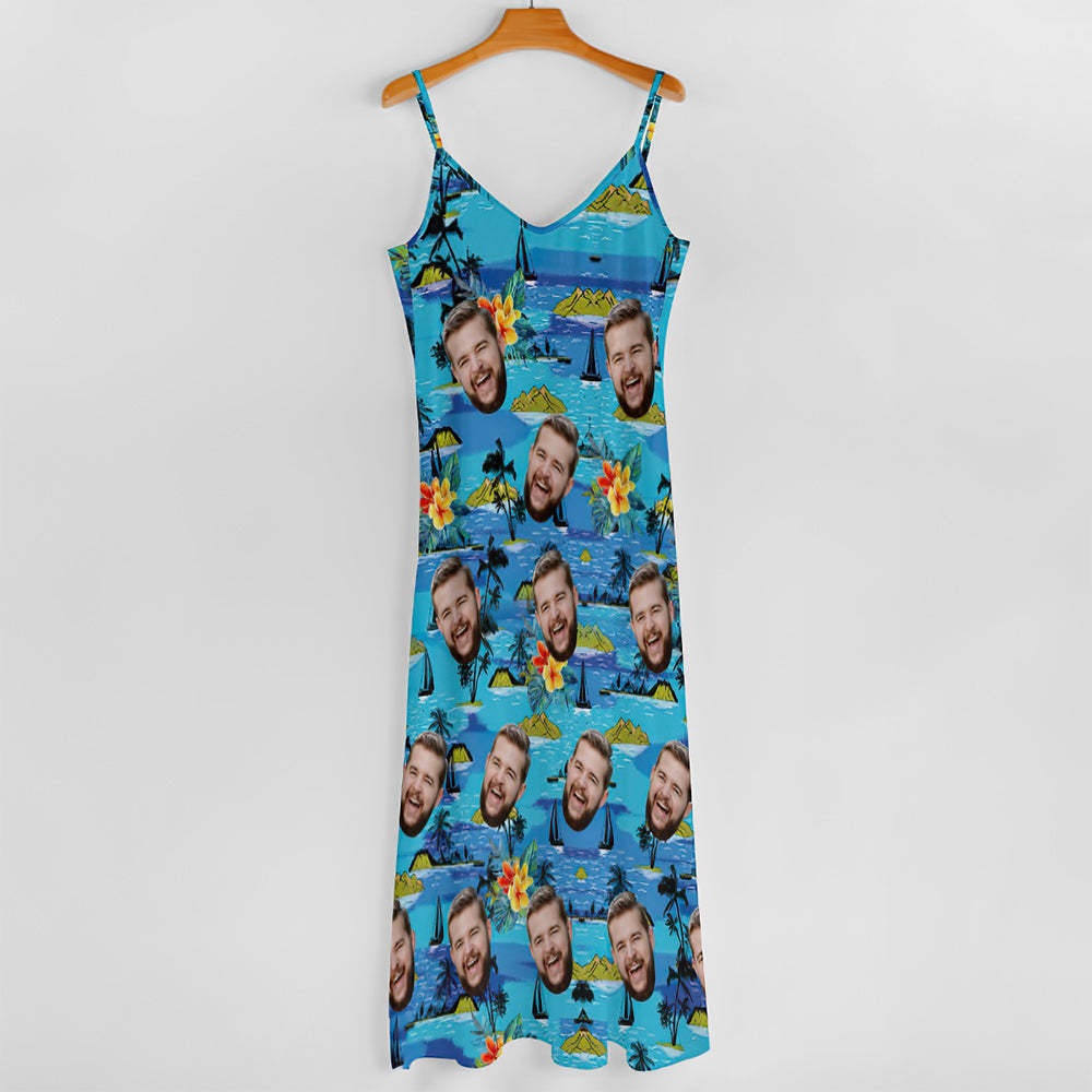 Custom Face Hawaiian Style Vice City Large Leaves Long Dress And Shirt Family Matching   Surfing Hawaiian Style Surfing Hawaiian Style - Get Photo Blanket