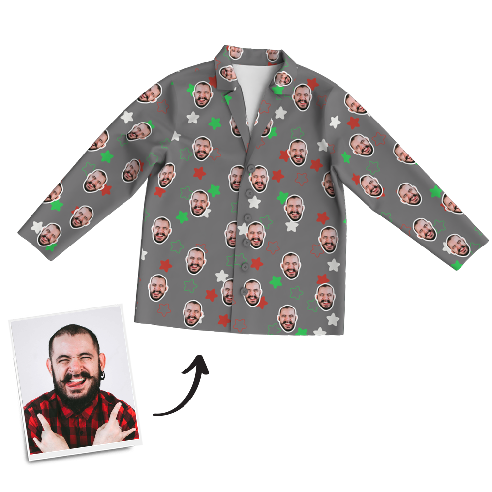 Custom Photo Long Sleeve Pajamas Custom Face Pajamas for Christmas Gifts - Get Photo Blanket