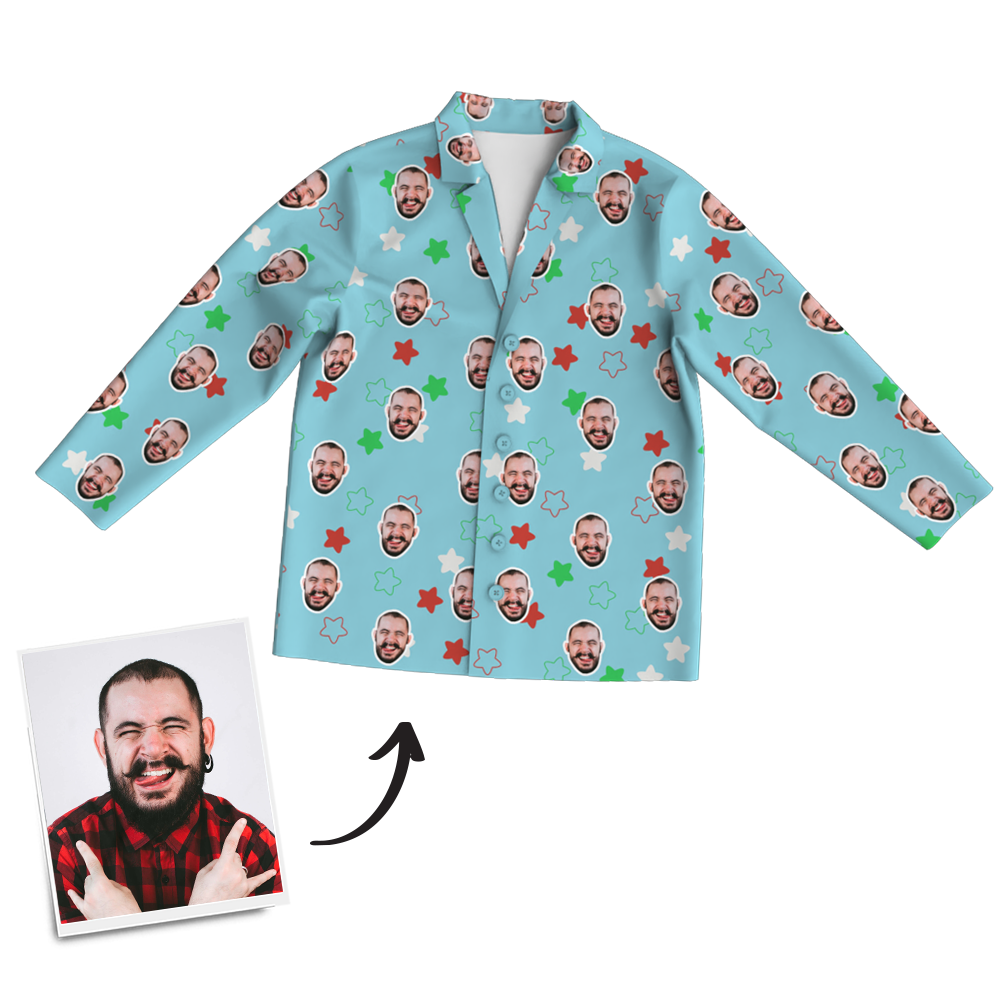 Custom Photo Long Sleeve Pajamas Custom Face Pajamas for Christmas Gifts - Get Photo Blanket