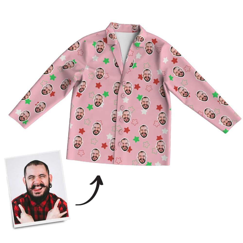 Custom Photo Long Sleeve Pajamas Custom Face Pajamas for Christmas Gifts - Get Photo Blanket