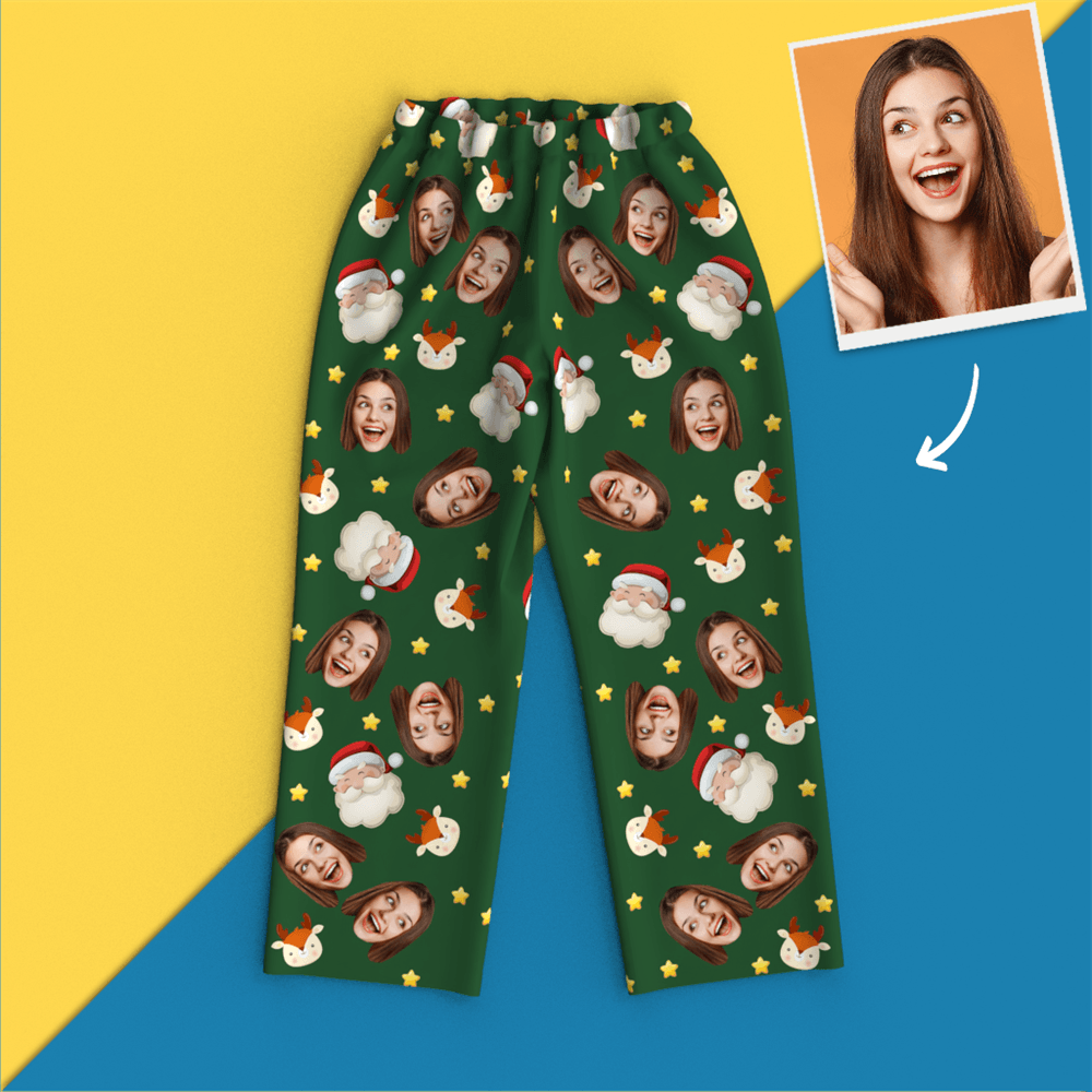 Christmas Gifts Custom Face Pajamas Santa Claus Pajamas - Get Photo Blanket